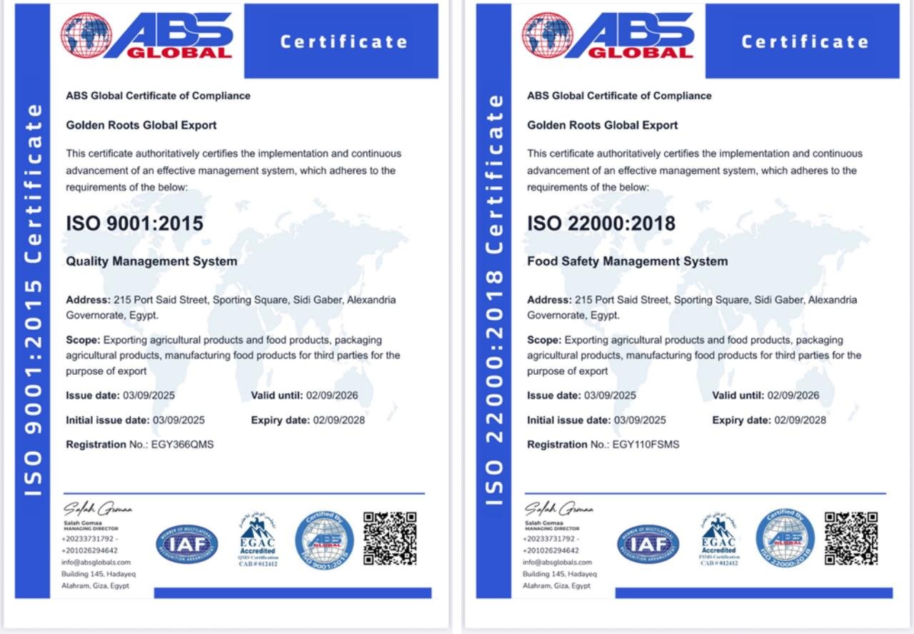 Golden Roots ISO Certifications